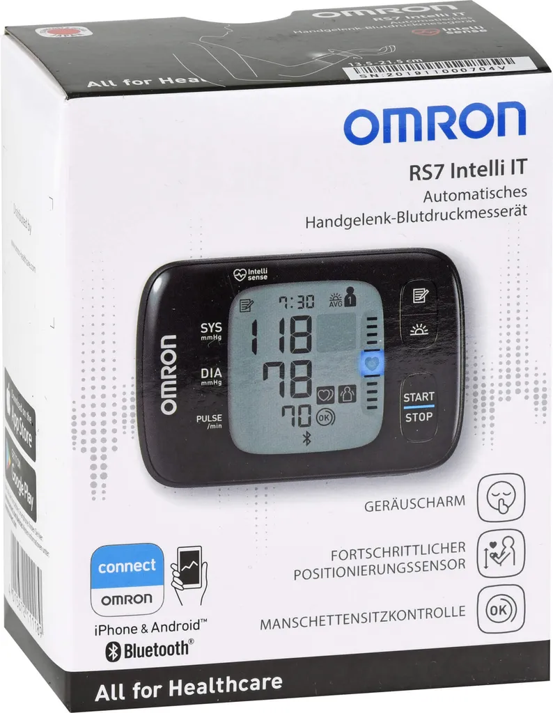 Omron RS7 Intelli IT Misuratore di Pressione da Polso Bluetooth HEM-6232T-D - 4