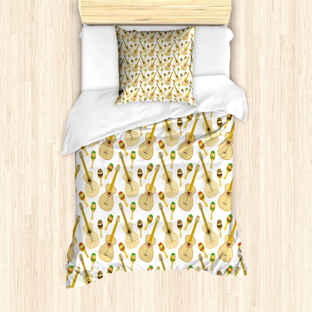 Copripiumino Fiesta Messicana ABAKUHAUS | 135x200 Chitarre Ecru