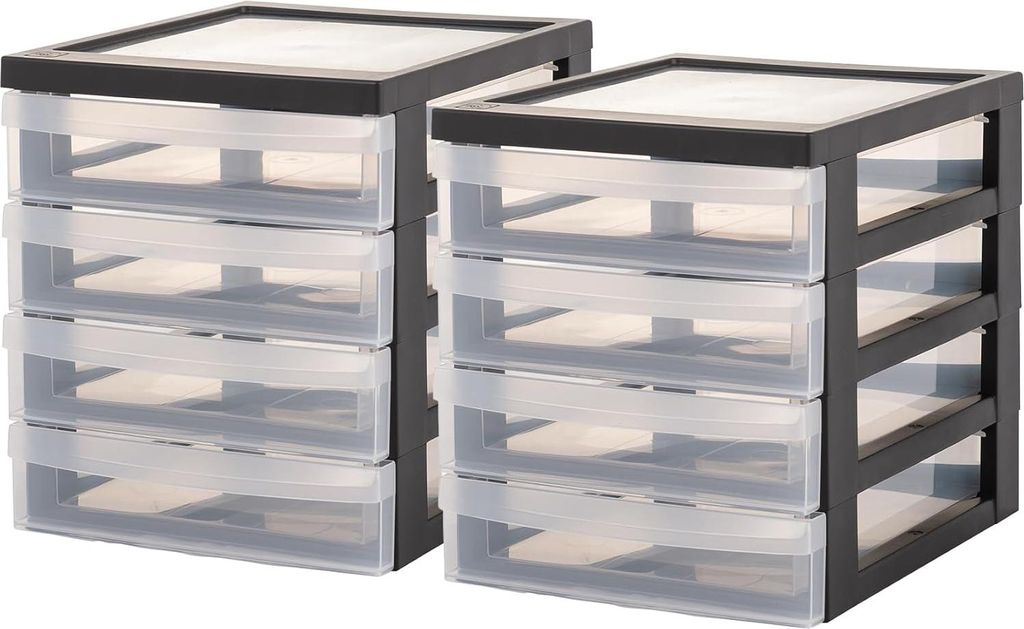 Ladesystem Kunststof Aufbewahrungsorganizer - ergonomischer Griff - 15 L - Set von 2 - 4 Schubladen - robust - BPA-frei - Büro - Schlafzimmer - Wo...