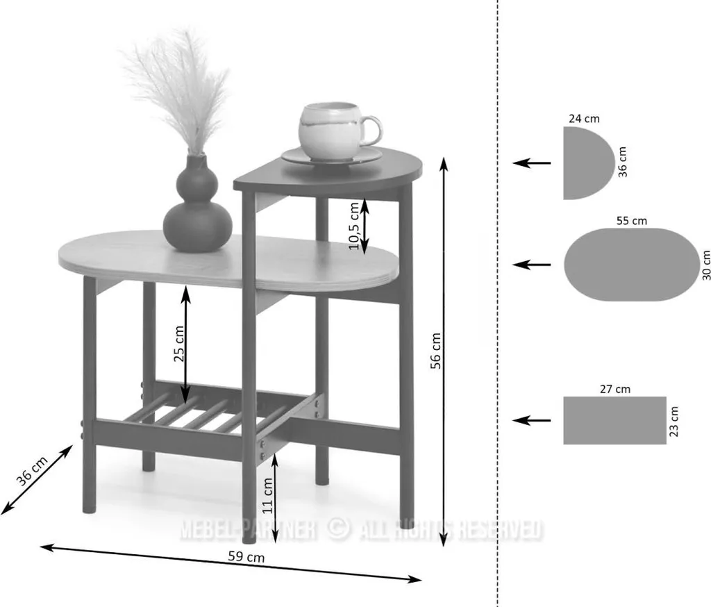 Table d'appoint CILIAN compacte noyer noir pour petits espaces salon