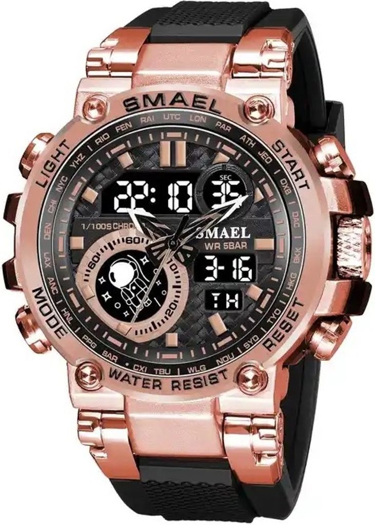 SMAEL Logan Uhr – Sportlich Elegante Herrenuhr in Schwarz/Roségold KP29441