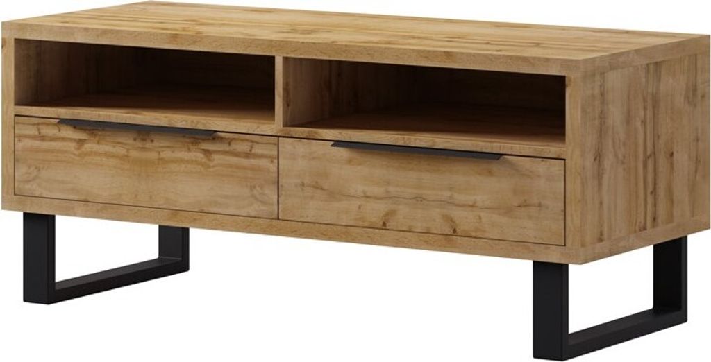 Furniture24 Tv Schrank Halle 41 Wohnzimmerschrank, Lowboard, Unterschrank, Fernsehschrank mit 2 Klapptüren in Wotan Eiche Nachbildung