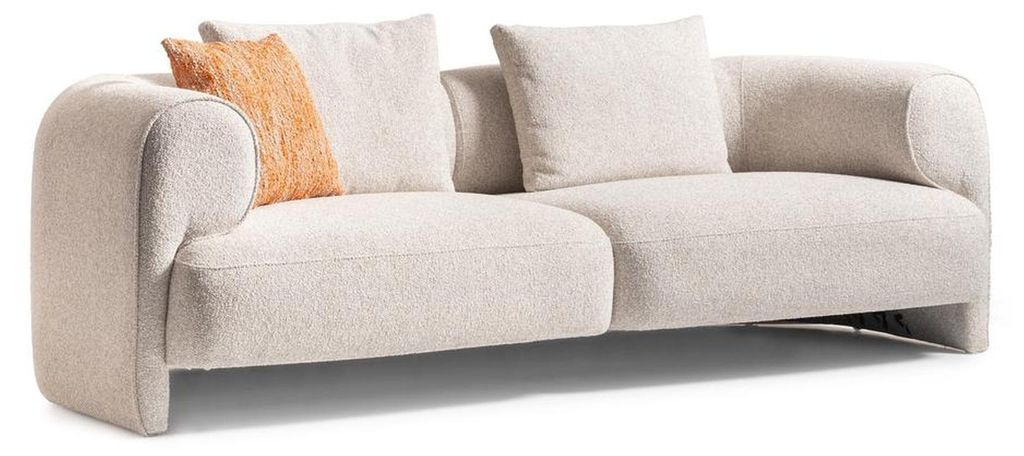 Modernes beiges Stoffsofa 3-Sitzer mit Holzrahmen
