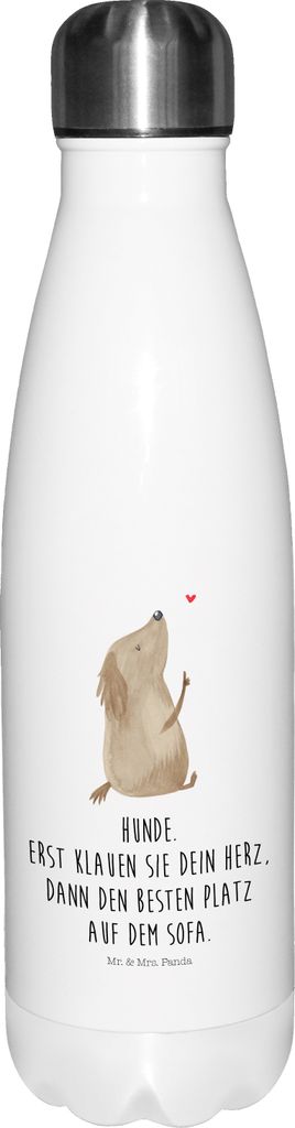Mr. & Mrs. Panda Thermos Hund Liebe - Weiß - Geschenk, trinkflaschen, thermo trinkflasche, Wasserflasche, Getränkeflasche, edelstahl, Sprüche, H...