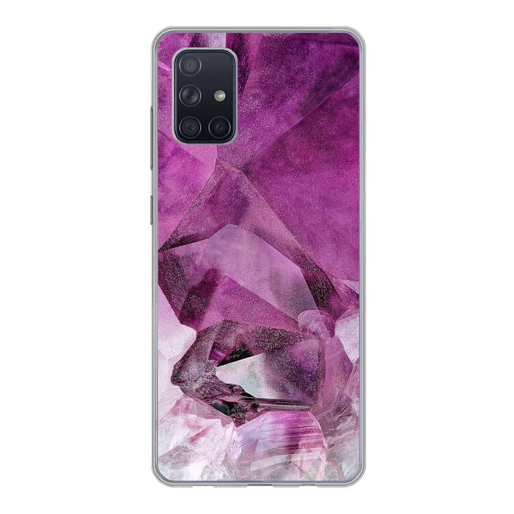 MuchoWow Handyhülle Schutzhülle Hülle für Samsung Galaxy A51 5G Naturstein - Lila - Luxus Silikon Softcase Handy Hülle - Abbildung