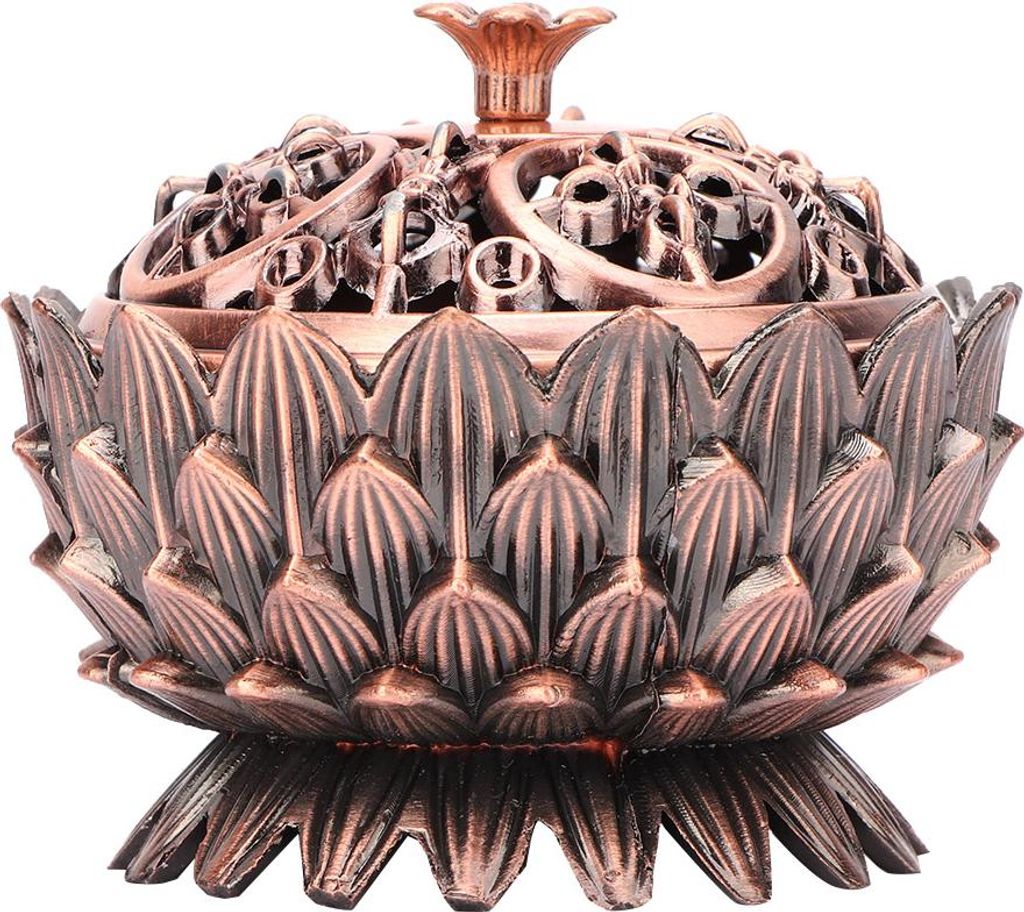Zinklegierung, Heimdekoration, Lotus-Räuchergefäß, 7 x 5 cm, Räucherstäbchenhalter (Kupfer)