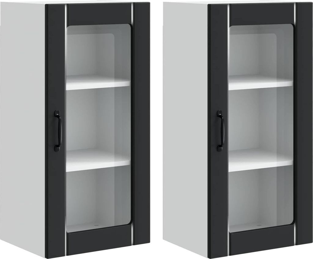 Wandglas-Schränke PORTO 2 pcs Schwarz 40 x 31 x 80 cm