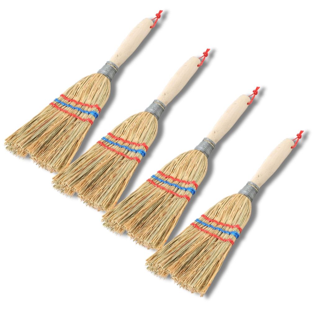 Novatool 4x Kleiner Besen Reisigbesen mit Stiel kurz 28cm Produktbild 