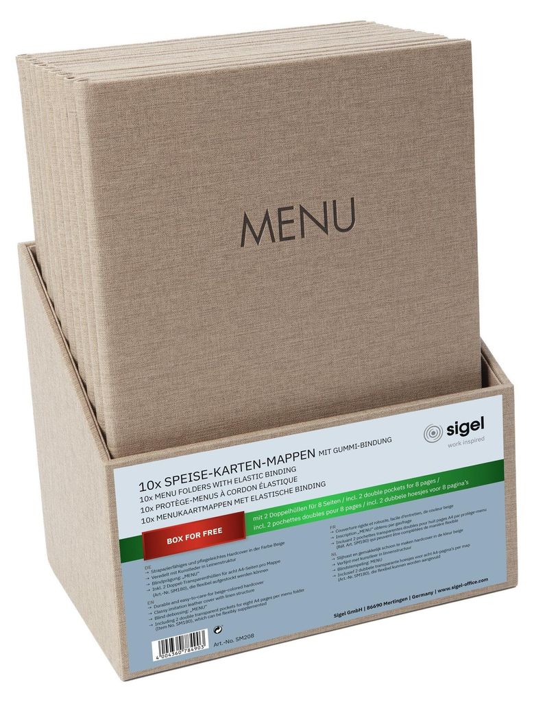 SIGEL SM208 Speisekarten-Mappen 10 Stück inkl. Produktbild 