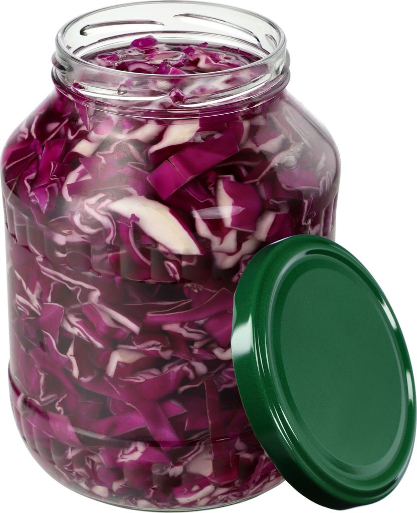 KADAX Einmachgläser mit grün Deckel "Boro", Weckgläser, Einmachglas zum Einlegen, 89 mm, 1.7L, 1 Stück