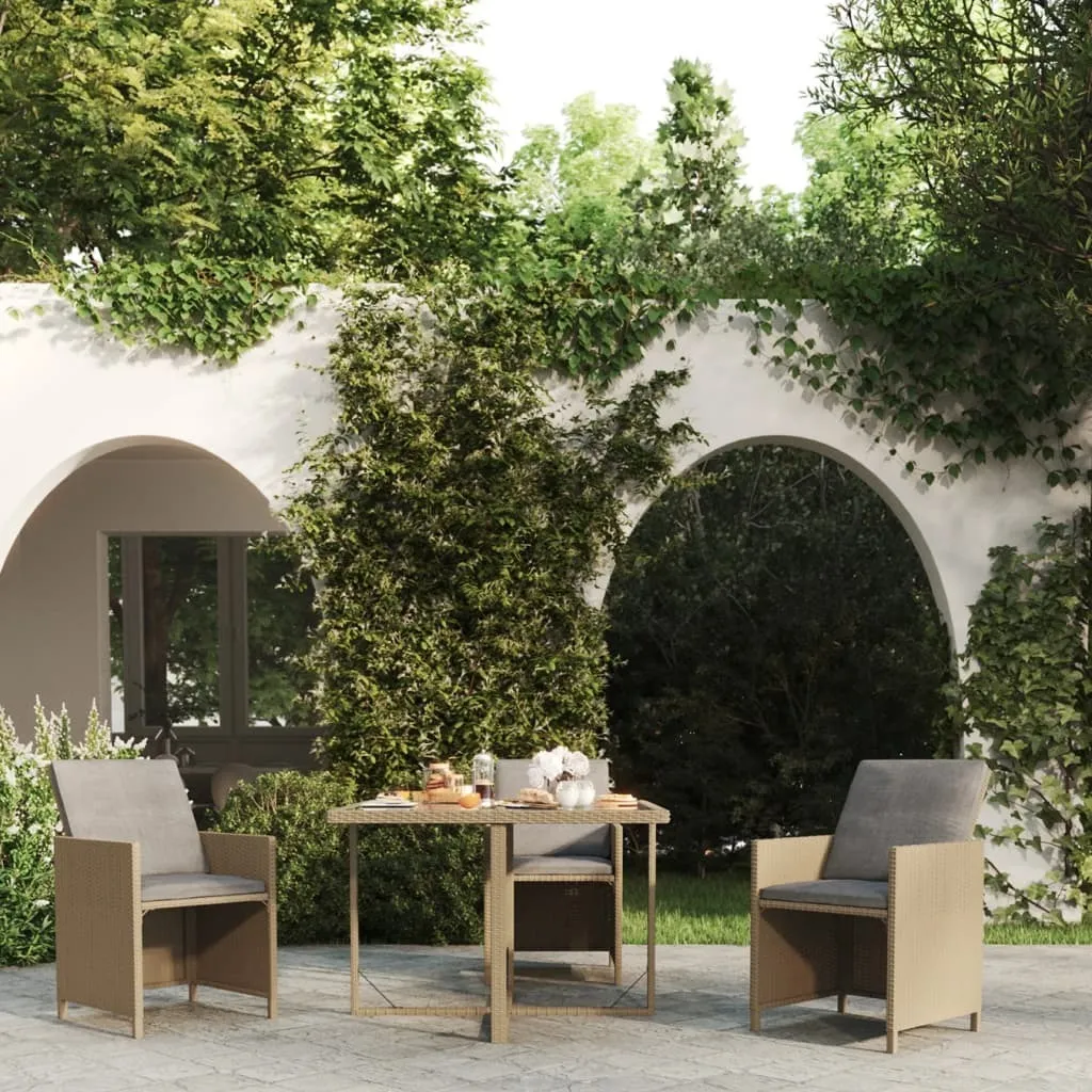 Table de Jardin Durable Beige en Résine Tressée, Entretien Facile 109cm