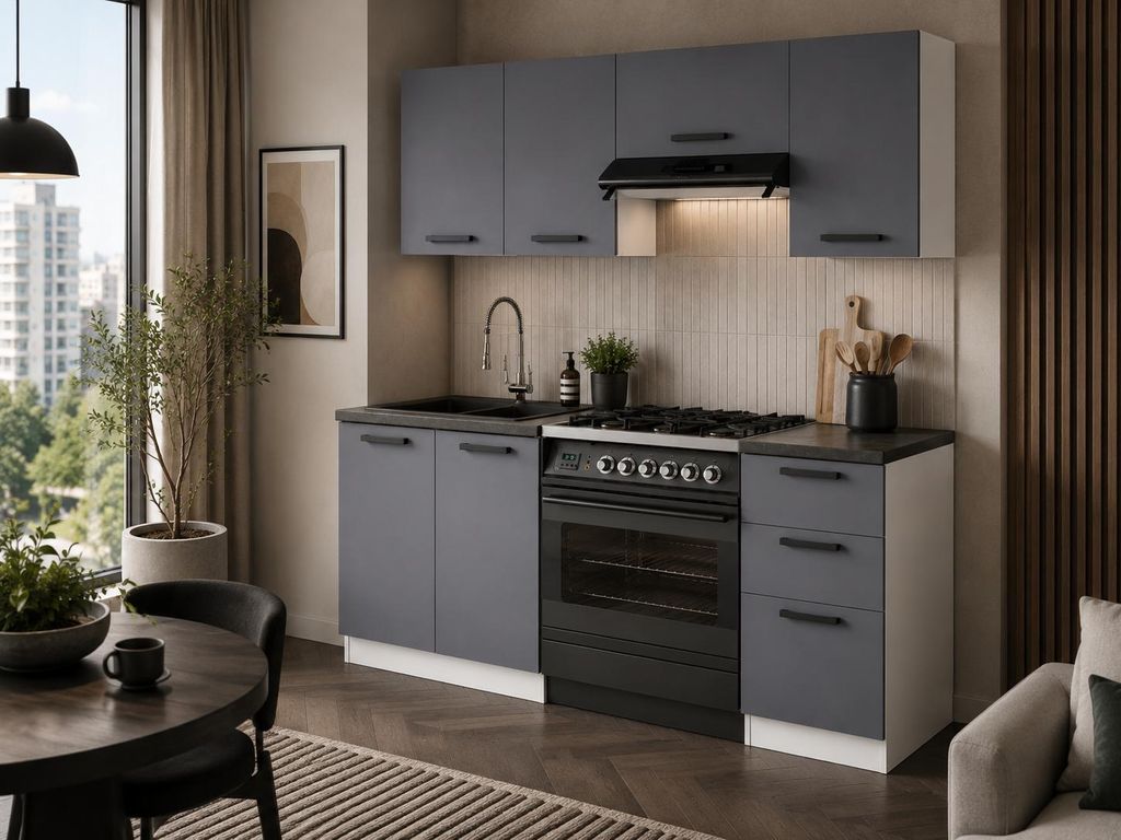 ULWEHOME | Küchenzeile 180 cm Anthrazit, Küchenmöbel-Set Produktbild  KI-generiertes Bild