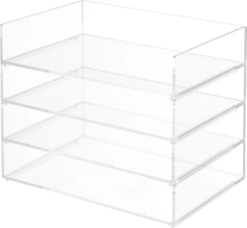 Organiseur acrylique 4 niveaux robuste et transparent pour trier le bureau