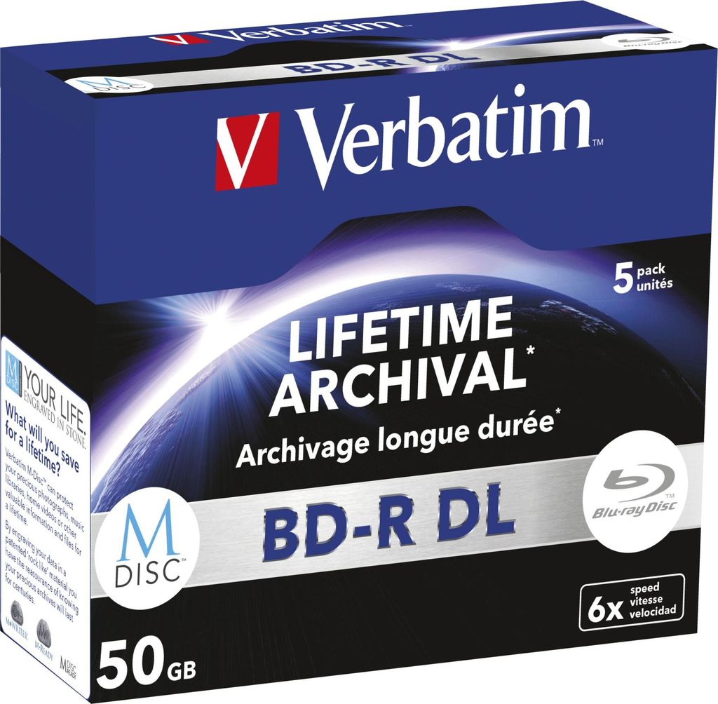 1x5 Verbatim M-Disc BD-R Blu-Ray 50GB 6x Speed, Jewel Case Zdjęcie produktu 