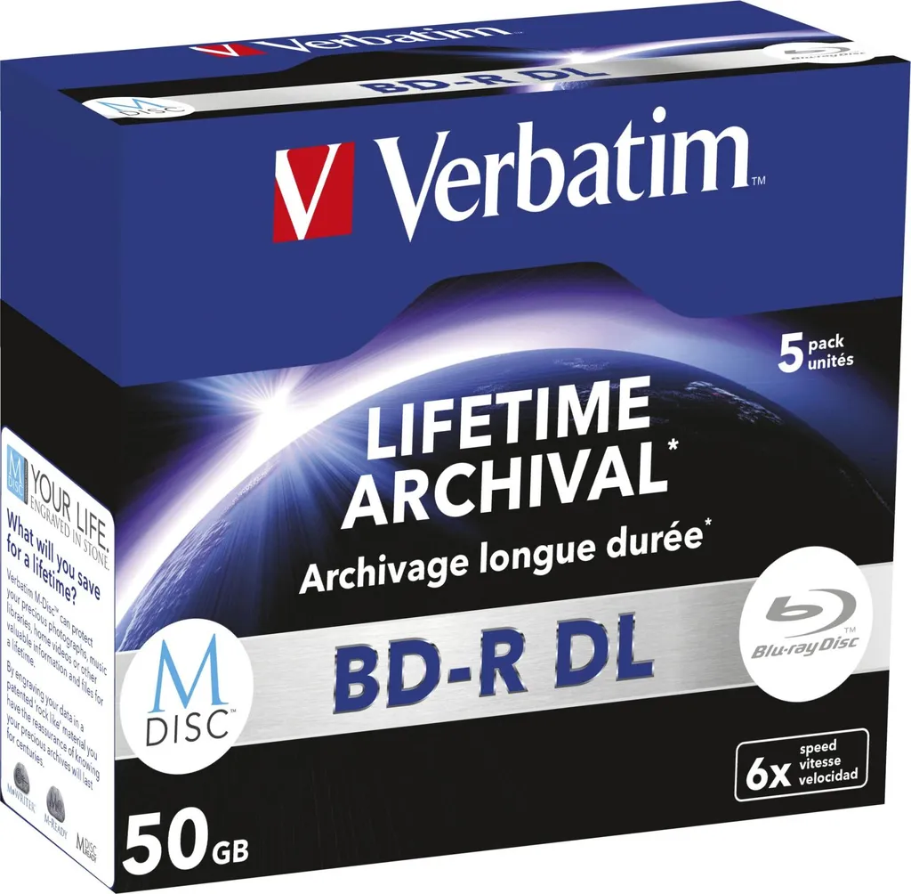 Blu-Ray BD-R DL 50Go Verbatim 43846 - Protection Hardcoat et Vitesse 6X