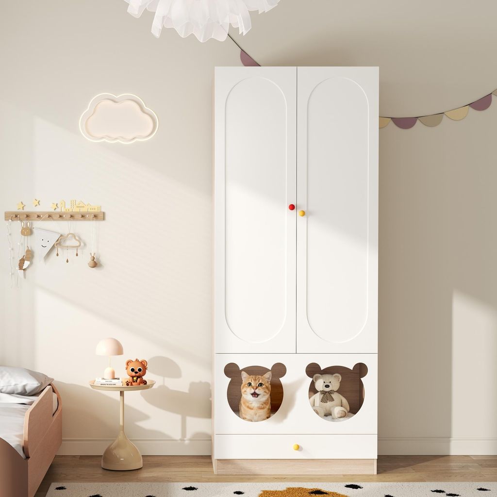 Armoire pour enfants Sweiko avec barre de repassage, avec Image du produit 