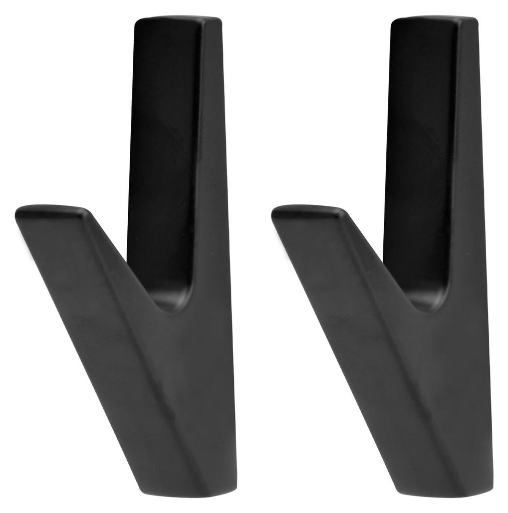 Kleiderhaken, mattschwarz, 2-teiliges Set schwarzer Kleiderhaken, Wandgarderobenhaken aus Edelstahl, schwarze Haken im Vintage-Stil, Wandgarderoben...