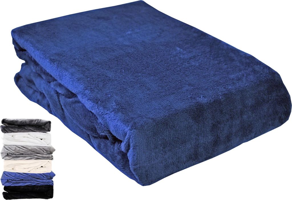 JACK Teddy Flausch Plüsch Spannbettlaken Cashmere Touch Weiß Grau Anthrazit Creme 90x190-100x200 / 140x200 / 180x200 cm, Farbe:Blau, Größe:180x...