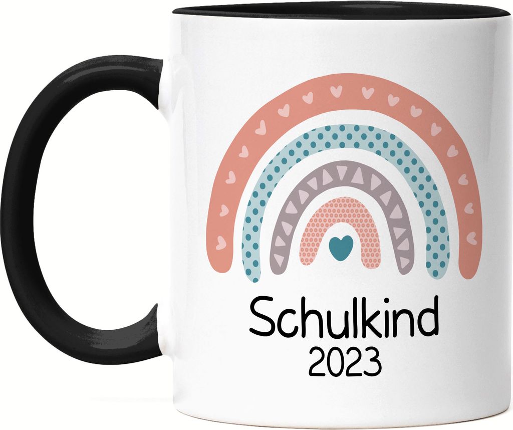 Schulkind 2023 Tasse Schwarz Einschulungsgeschenk Produktbild 
