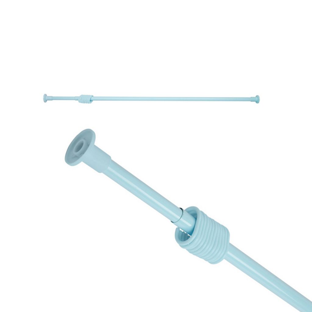 Duschvorhangstange Teleskop BLAU Duschstange Teleskopstange "von 120 bis 210 cm" inkl. 12 Ringe ohne Bohren Raumteiler Klemmstange Gardinenstange