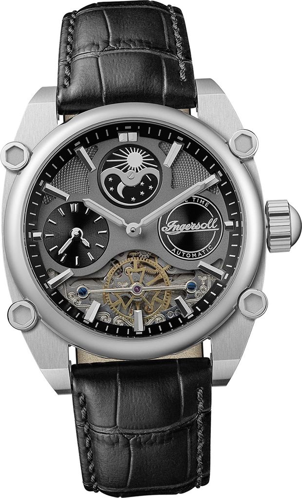 Ingersoll Leder Herren Uhr Analog Fashion Armbanduhr schwarz D2UIN15402
