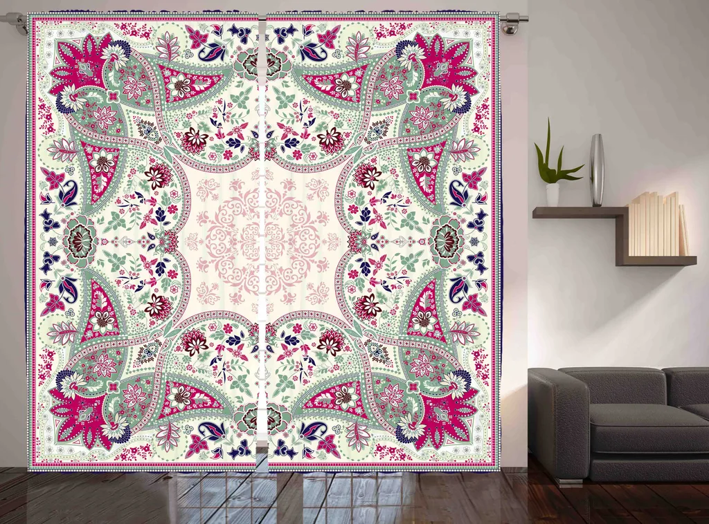 Rideau Rustique avec Ruban Universel et Crochets 280x225 cm Multicolore