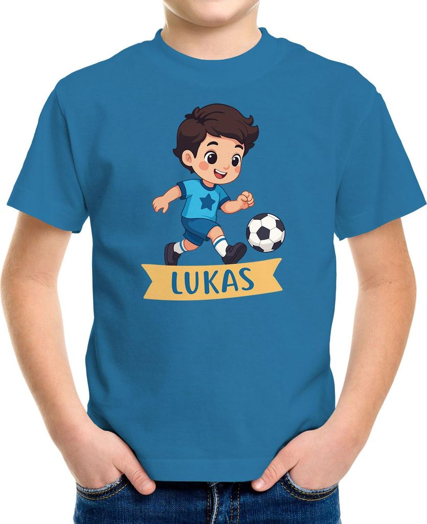 Kinder T-Shirt Jungen Fußball personalisiert mit Name Sport Shirt für kleine Kicker Fußballfans Geschenkidee Fußballfreunde Moonworks