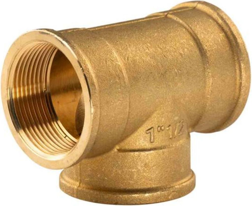 Messing Gewinde-Fitting T-Stück 1 1/2'IG - 1 1/2'IG - 1 1/2'IG (DN 40) - schwere Ausführung