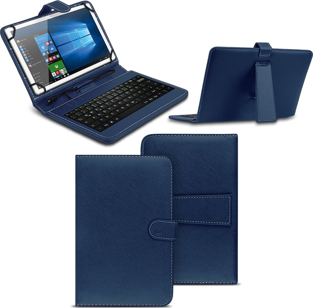 Tastatur Schutzhülle für Amazon Fire HD 10 Tasche Keyboard USB Hülle QWERTZ CaseFarben:Blau