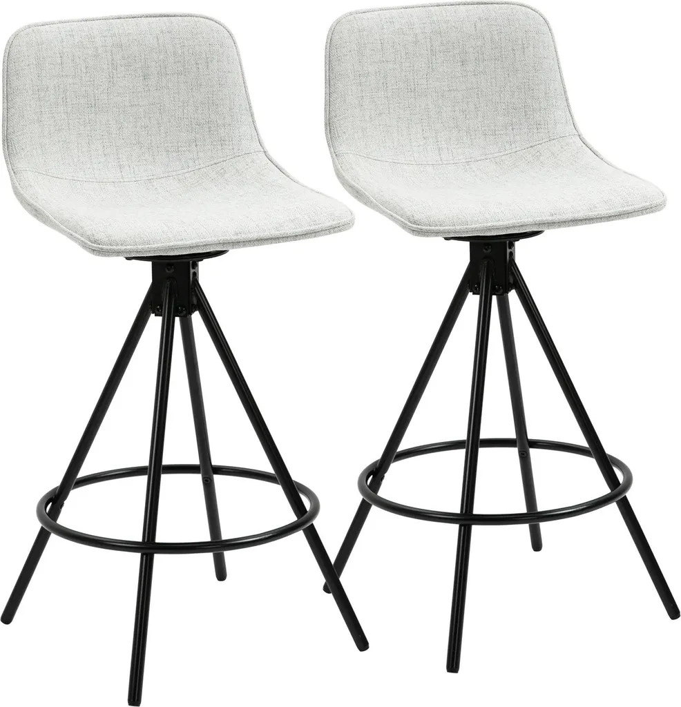 Tabouret de bar pivotant à 360 degrés lot de 2 gris sans accoudoirs