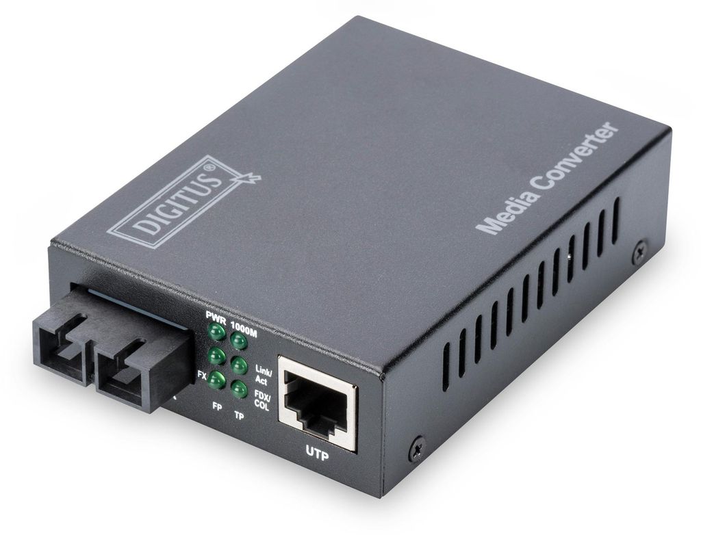 Digitus DN-82121-1, 1000 Mbit/Sek, 100Base-TX, SC, Link, leistung, Status, Schwarz