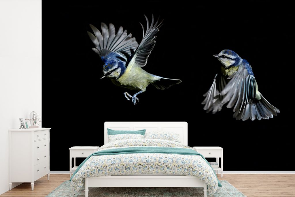 MuchoWow Fototapete für Wohnzimmer oder Schlafzimmer Wandtapete Vinyl Motivtapete Vogel - Federn - Porträt - 525x350 cm - Das Hintergrundbild