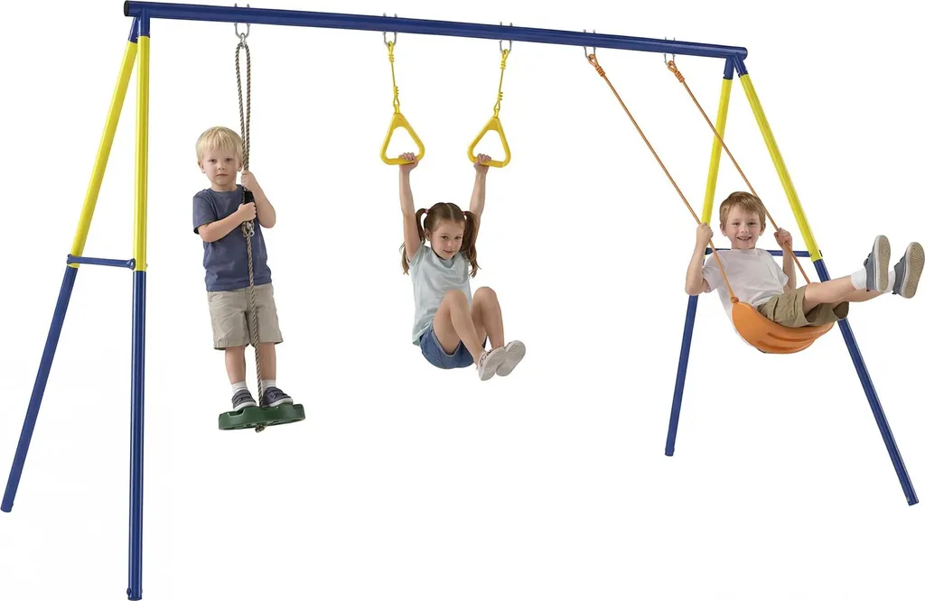 Portique de jardin 3 en 1 pour enfants de 3 à 8 ans - Loisir extérieur
