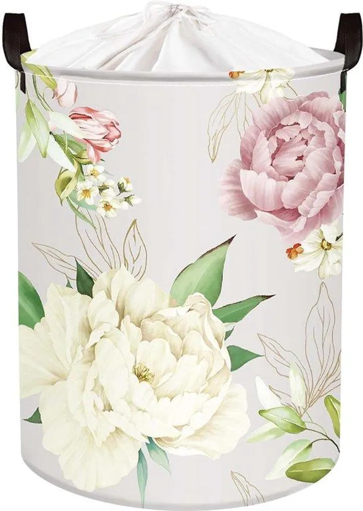 Panier à linge rond pliable à motif floral changeant - 45L - 36x45 cm