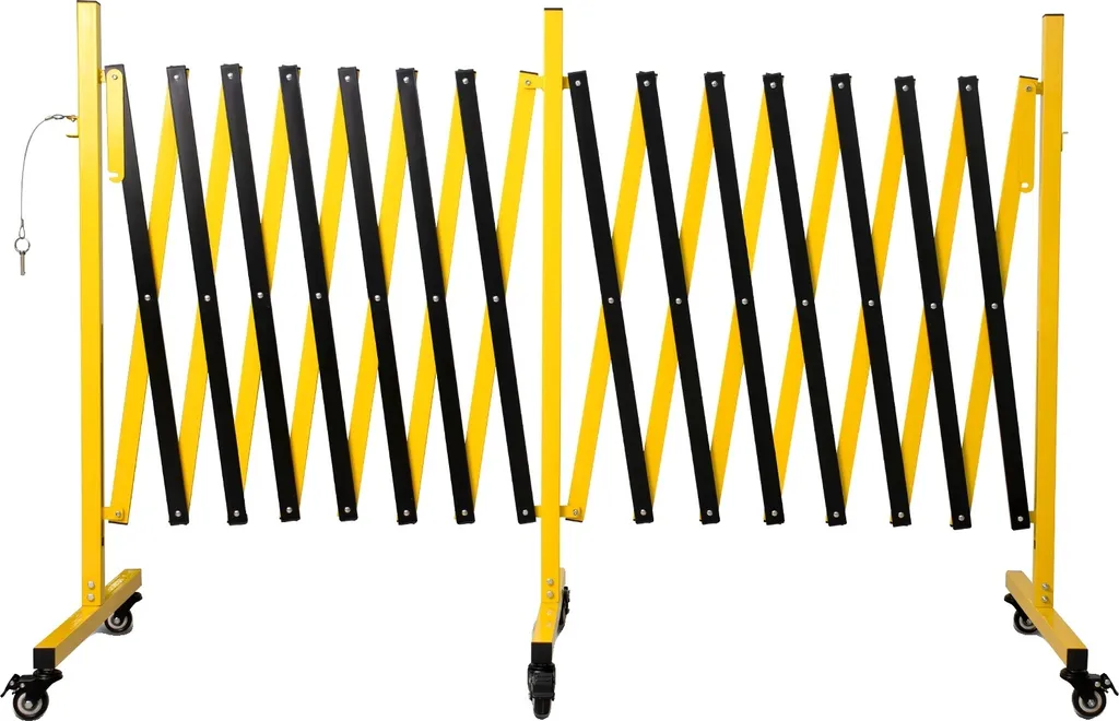 Barricade en métal extensible 7M - Barrière de sécurité pliable à roues