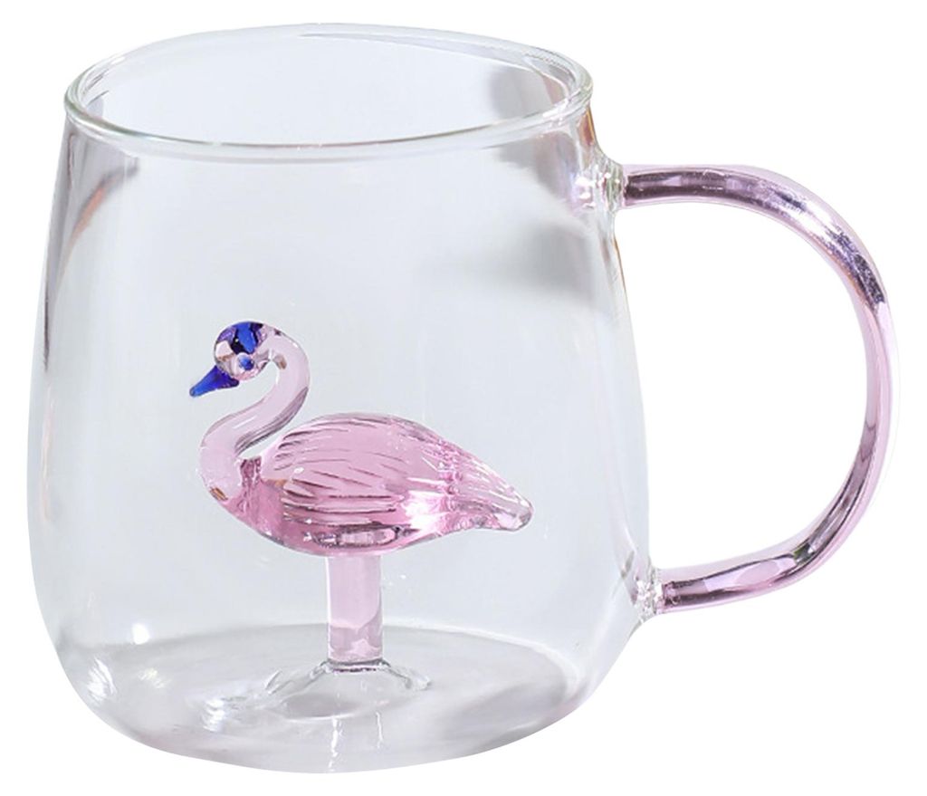 Handgefertigter Glasbecher in Tier- und Pflanzenform, transparenter Wasserbecher, niedlicher Kaffee- und Milchgetränkebecher mit farbenfrohem Henkel