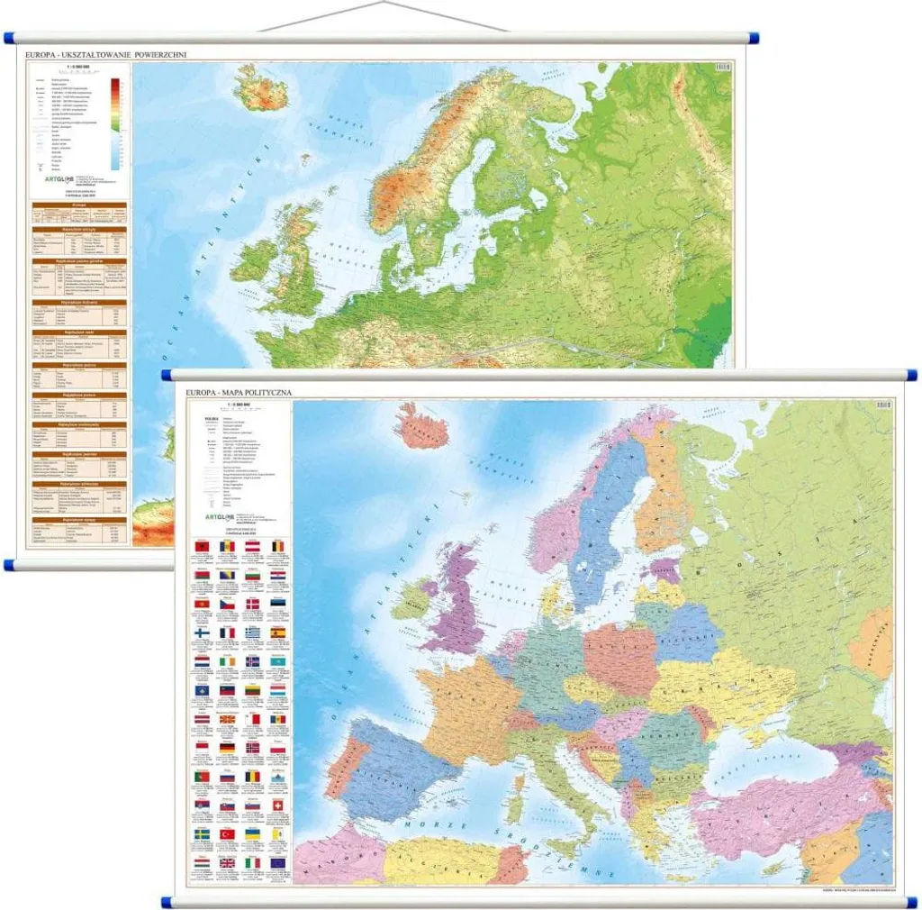 Carte Murale Europe pour Bureau et École - Édition 2024 Double Face