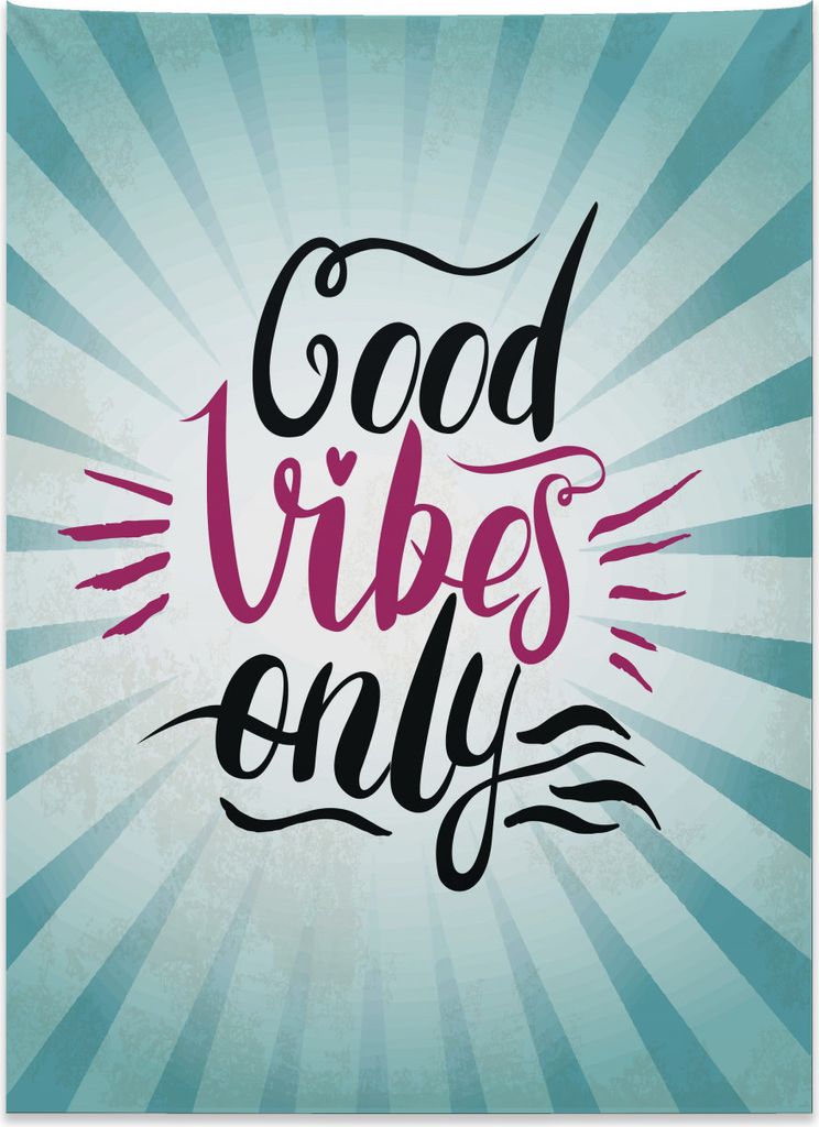 Abakuhaus Good Vibes Wandteppich, Retro-Stil Sunburst aus Weiches Mikrofaser Stoff Kein Verblassen Klare Farben Waschbar, 110 x 150 cm, Magenta Sch...