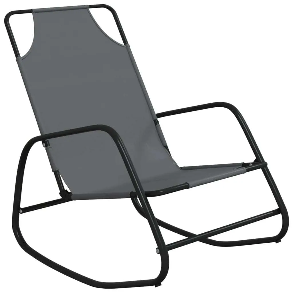Bains de soleil à bascule gris en textilène et acier pour votre jardin - 3