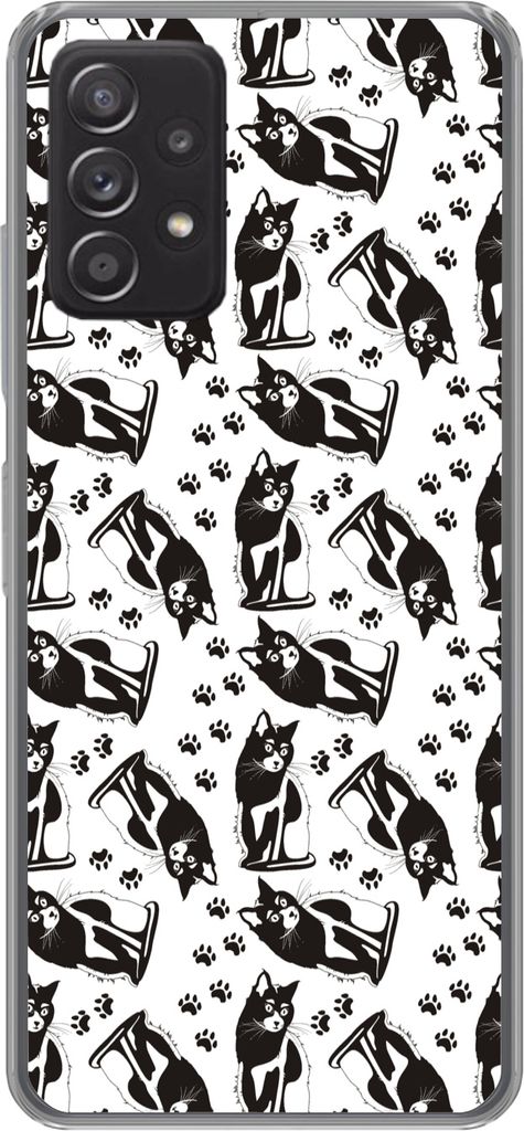 MuchoWow Handyhülle Schutzhülle Hülle für Telefoonhoesje Samsung Galaxy A53 5G Muster - Katze - Schwarz - Weiß - Jungen - Mädchen - Kinder ...