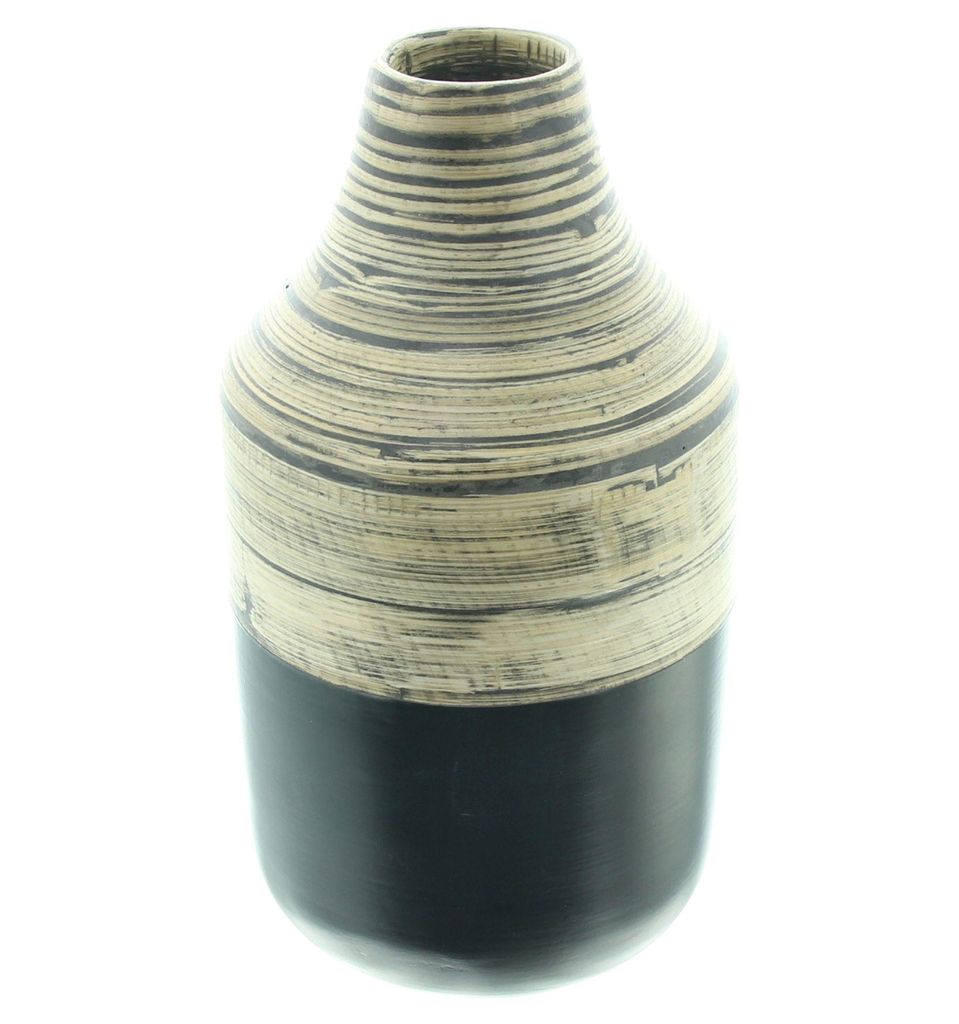 Deko-Vase "Black Bamboo", Bambus, Schwarz/Natur Lackiert, Nicht zum Befüllen mit Wasser Geeignet, Ø 13 x 24 cm
