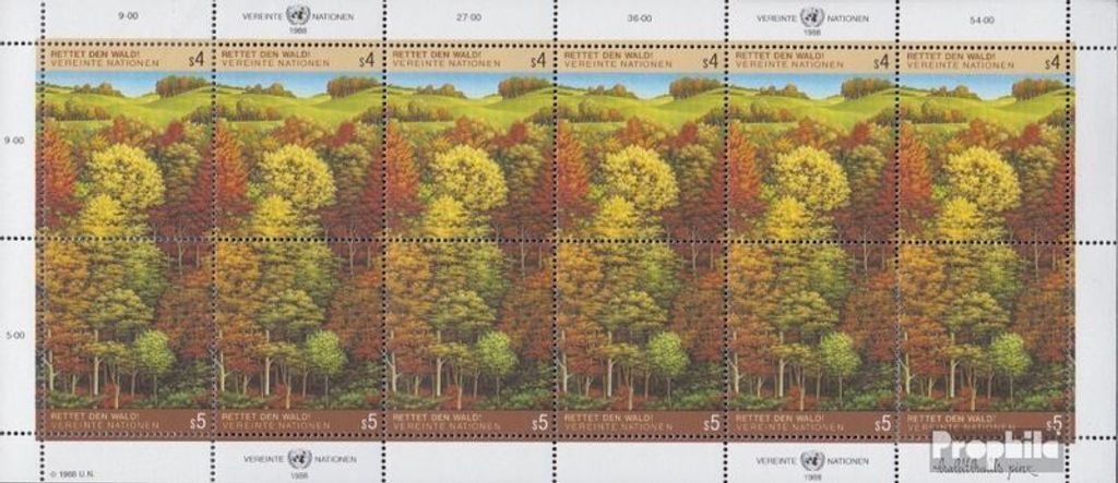 Briefmarken UNO - Wien 1988 Mi 81-82Klb Kleinbogen (kompl.Ausg.) postfrisch Rettet den Wald