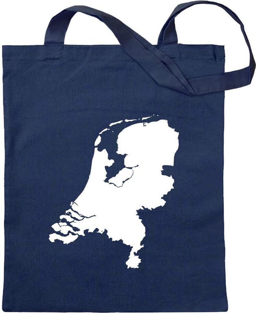 Kiwistar - Baumwolltasche - dunkelblau - Niederlande Umriss Kontur - Tragetasche Stoffbeutel Umhängetasche Langer Henkel