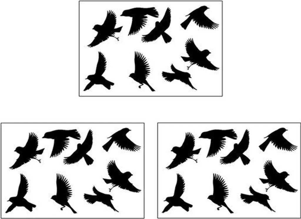 Stickers Anti-Collision Oiseaux Lot de 24 Silhouettes Noires Vitres