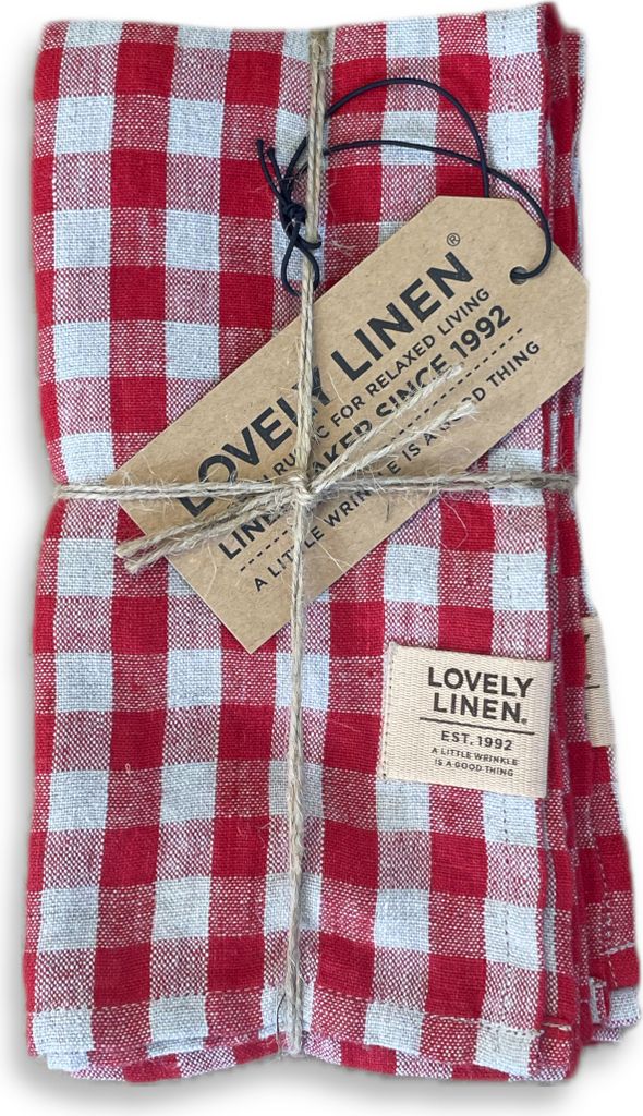 Lovely Linen Linen Misty Serviette Leinen square real red 45x45cm (1 Stück)