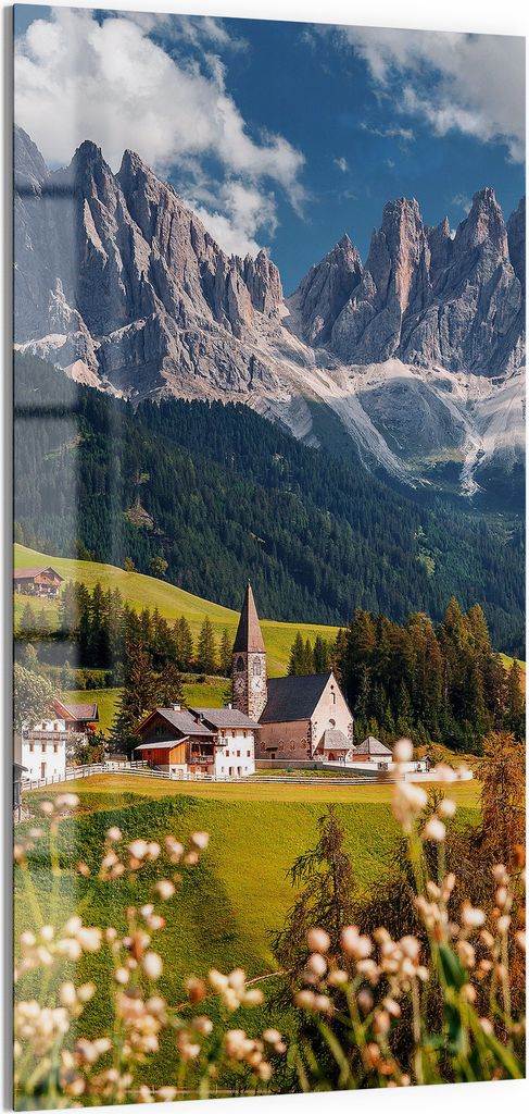 DEQORI Magnettafel Glas 50x100 cm 'Charmantes Dolomitental' beschreibbar Whiteboard Küche