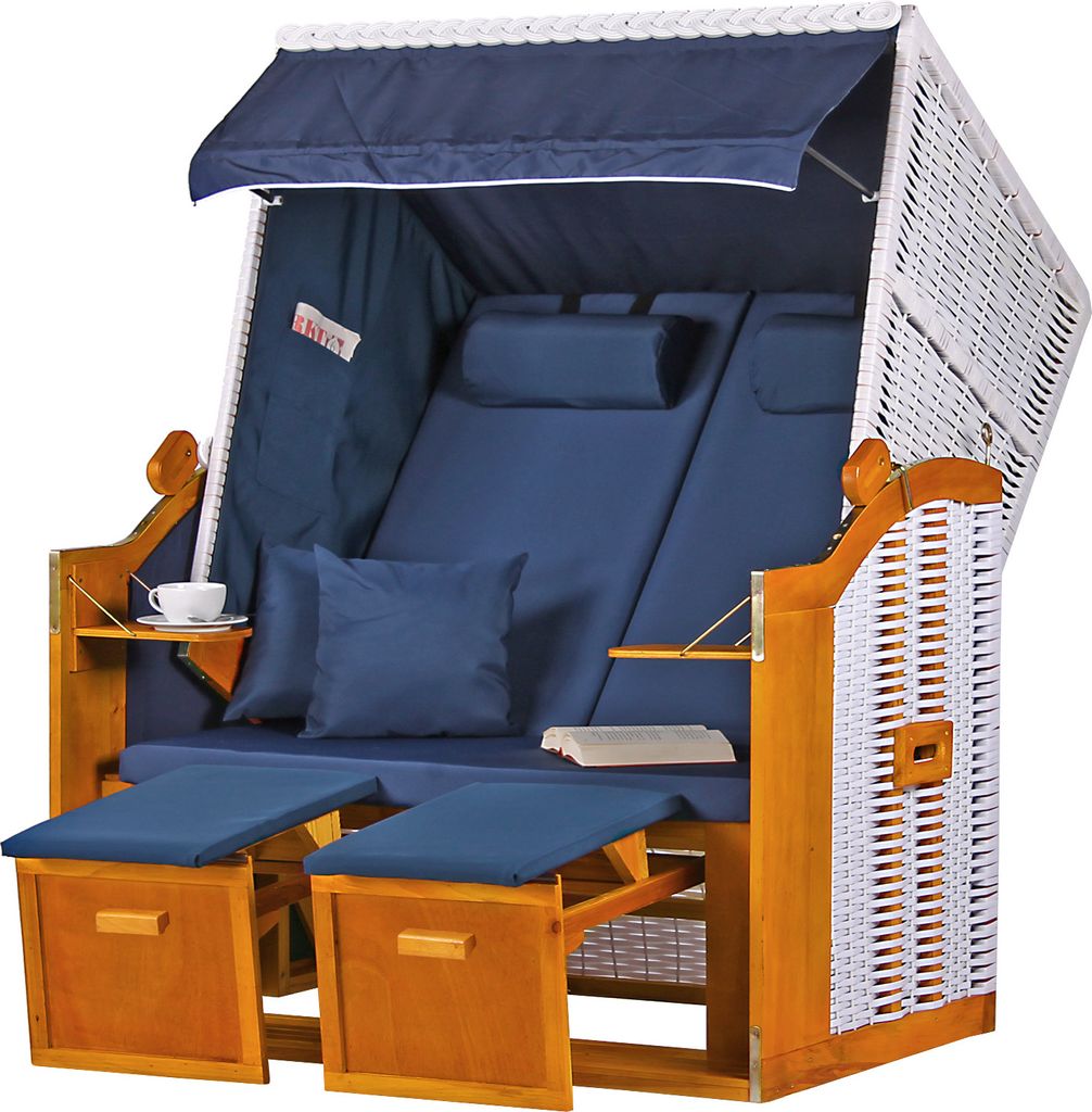 Strandkorb - bene living - Ostsee - uni/blau - PE weiß Produktbild