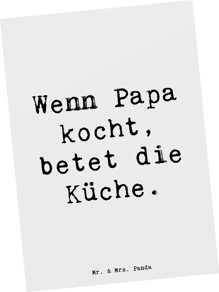 Mr. & Mrs. Panda Postkarte Spruch Vater Koch - Weiß - Geschenk, Grußkarte, Postkarten, kunstkarte, Familienmitglieder, Küchenabenteuer, Freude, ...