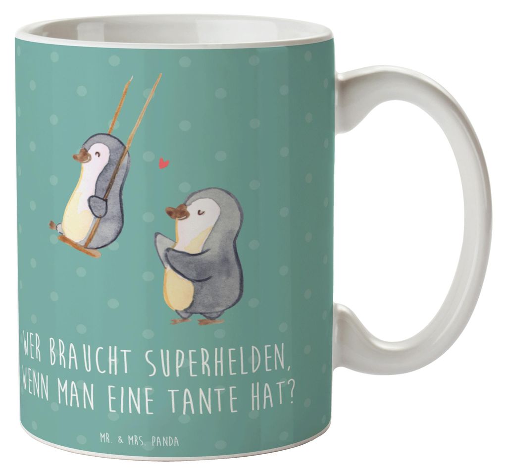 Mr. & Mrs. Panda Tasse Lieblings-Tante - Meeresbrise - Geschenk, Teetasse, Teebecher, Neffe, Verwandtschaft, Handarbeit, Nichte, herzerwärmende Sp...