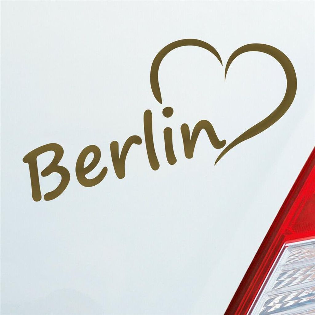 Auto Aufkleber Berlin Herz Stadt City Love Liebe Heart 17,5x8 cm Gold Sticker Heckscheibenaufkleber